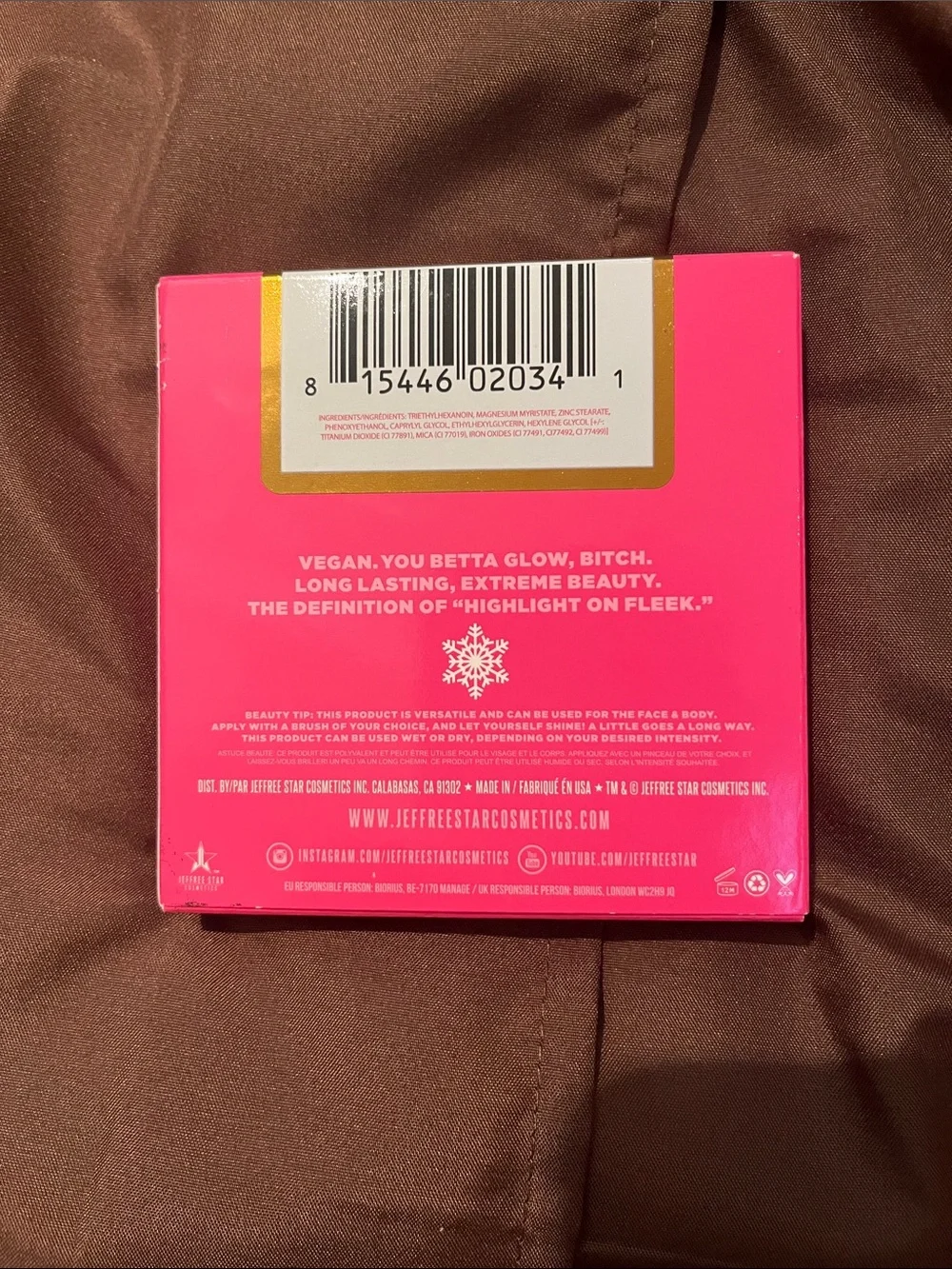 Jeffree Star Bright Pink Highlighter Box with Gold Accent